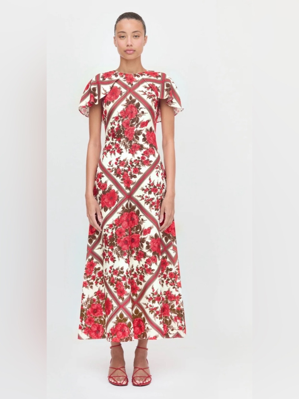 Hill House The Davina Dress in Red Diamond Rose XXS NWT